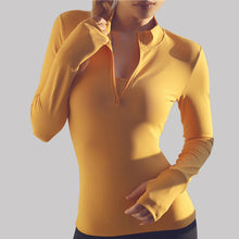 Load image into Gallery viewer, SALSPOR Sexy Women Yoga Top Sport Zipper Long Sleeve Yoga Shirt With Thumb Holes Solid Quick Dry Breathable Gym Fitness Shirt