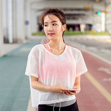 Load image into Gallery viewer, Women&#39;s Mesh Yoga Shirt Sexy Short Sleeve T-Shirt Sport Top Blouse Cover Up Quick Dry Gym Clothes Running Fitness Tank Sportwear