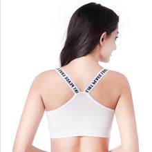 Load image into Gallery viewer, Women Sport Bra Fitness Top Yoga Gym Black Women Bra Push Letters Top For Yoga White A-D Up Fitness Sports Cup Crop Bra Running