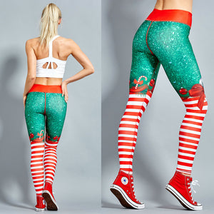 2019 Hayoha Christmas Printing Leggings Put Hip Elastic High Waist Legging Breathable Merry Christmas Pants