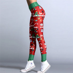 2019 Hayoha Christmas Printing Leggings Put Hip Elastic High Waist Legging Breathable Merry Christmas Pants