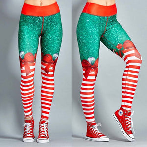 2019 Hayoha Christmas Printing Leggings Put Hip Elastic High Waist Legging Breathable Merry Christmas Pants